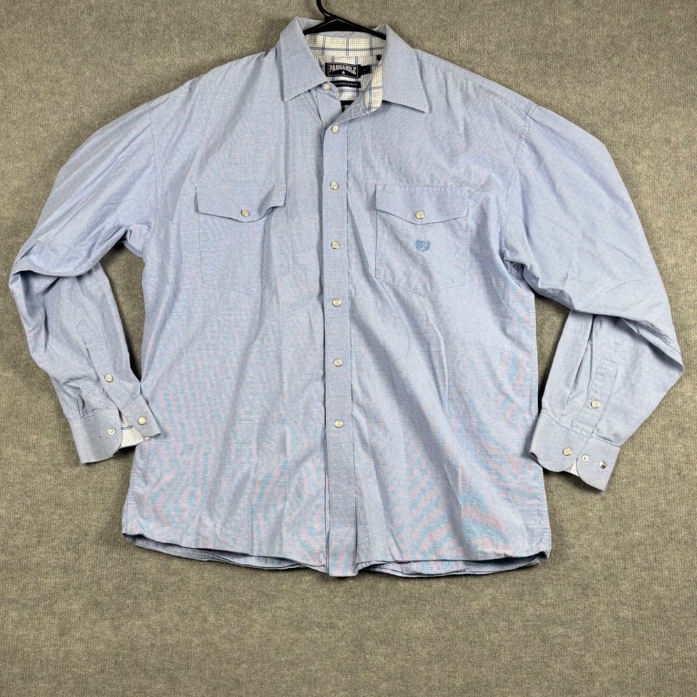Panhandle‎ Slim Western Snap Shirt Geometric Print Large Blue